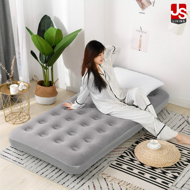 JS리빙 캠핑 에어 매트리스 싱글 편안한 1인용 바닥형 매트 휴대용 낚시 차박 베드 가정용 거실 소파 경량 여행 침낭 텐트 침실 여름 침대 @JSLV #쿠션형 -Jal88702B6, 캠핑 에어 베드