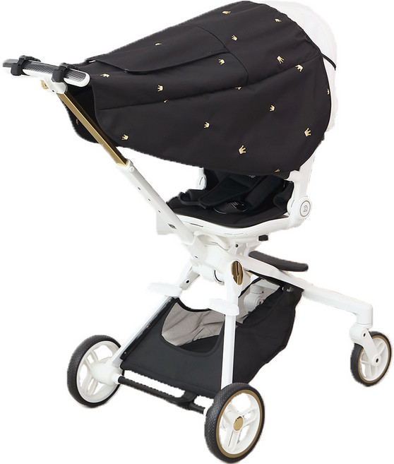 맘네스트 자외선차단 타프 트라이크 유모카 전용 생활방수 햇빛가리개 여름 가을 선쉐이드 덮개 커버, 트라이크용, 1개, 블랙_크라운(자수)