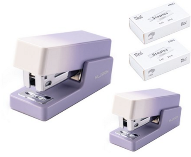 DELI 누사인 그라데이션 미니 스테이플러 +33호심 세트, 퍼플 (PURPLE), 10개