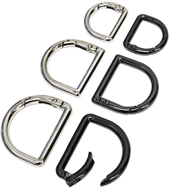 PANDAMI 오픈형 D링 가방고리 키링 부자재, 2개, 32mm 블랙