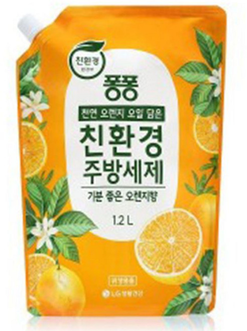 퐁퐁 친환경 주방세제 오렌지 리필 1.2LDF0606EA sul*39726jU, 1200ml, 1개