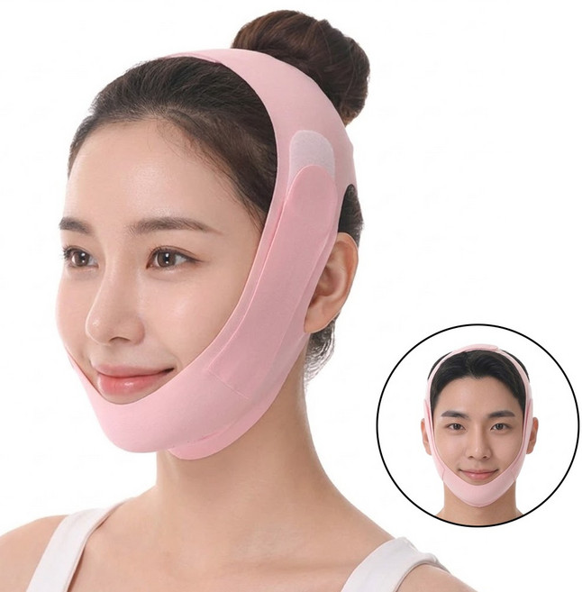 제롯 V라인 턱살 얼굴 리프팅밴드, 1개, 핑크