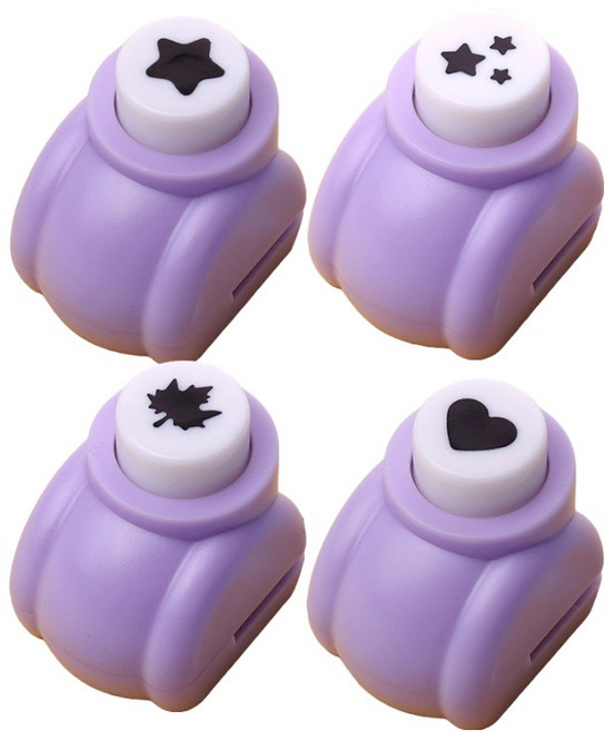 귀여운 모양 미니 펀칭기 미술 꾸미기 재료, 1세트, 별+별3+하트+단풍