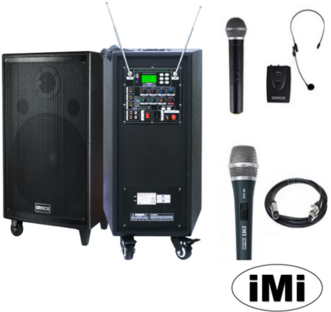 300W 학교 이동식 앰프 스피커 핸드2 EG-380 유선MIC, EG-380 (핸드 + 헤드셋)