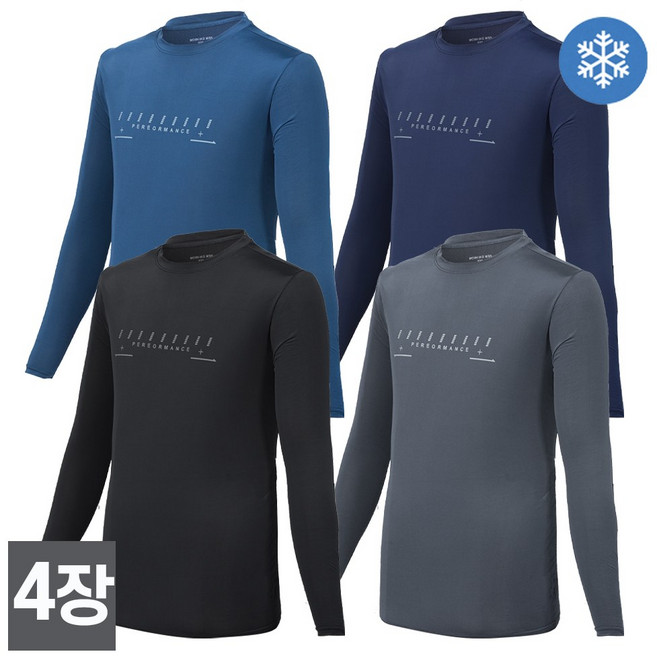 스타일필드 4세트 봄 여름시즌 냉감소재 시원한 쿨 고스판 긴팔 라운드 티셔츠 일상복 작업복 A113