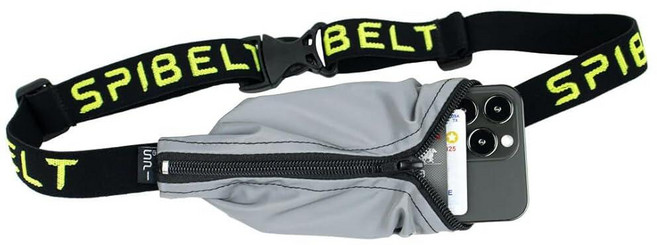 스파이벨트 SPIbelt 여성용 남성용 오리지널 포켓 러닝 벨트 러닝용 폰 홀더 패니 팩 휴대폰 바운스 없는 허리 확장 가능 조절 블랙 지퍼가 달린 반사 단일 사이즈, 1개