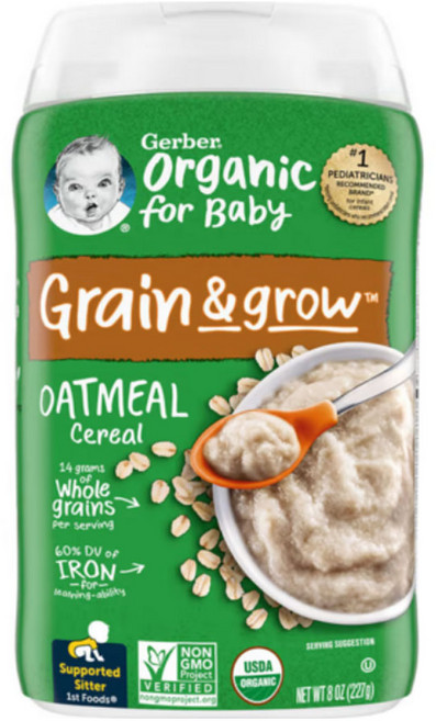 거버 싱글 그레인 시리얼 분말 어린이 미음 227g, 오트밀(Oatmeal), 1개