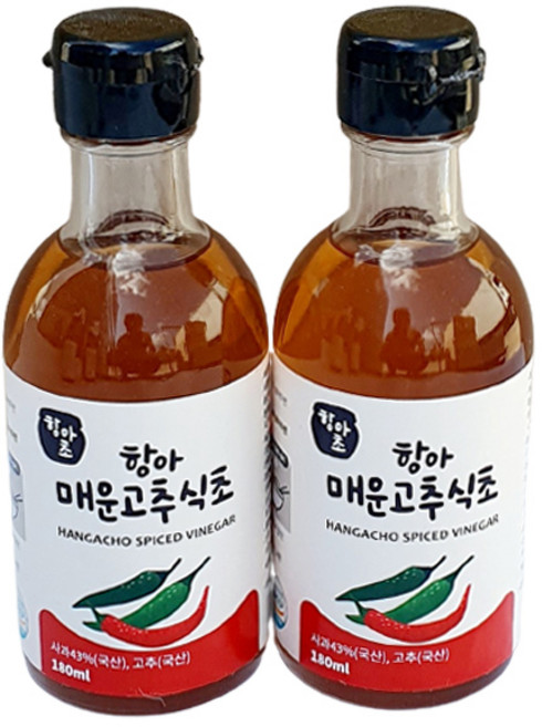 (천연발효식초) 항아 국산 매운 고추식초, 2개, 180ml
