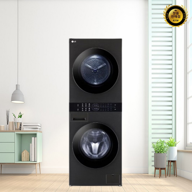 LG전자 트롬 오브제컬렉션 워시타워 컴팩트 드럼세탁기 + 건조기 세트 W10BN 13kg + 10kg [방문설치], 플래티늄 블랙