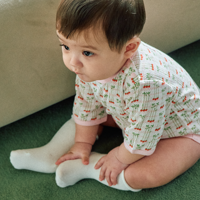 오우아스튜디오 사계절 프루티 메쉬 7부 아기 바디수트