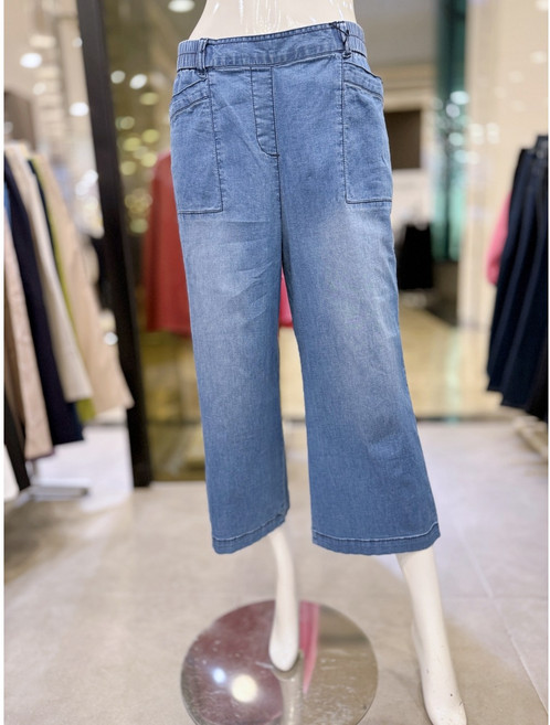 크로커다일레이디 밴딩형 와이드핏 8부 데님 팬츠 CLEMDP202