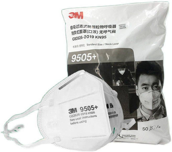 3M口罩 9505 頸戴式無閥面罩 N95級 耳帶式頭戴式升級版不勒耳朵 防粉塵顆粒物, 1個, 環保裝無閥【50入/袋】9505+,頸戴式