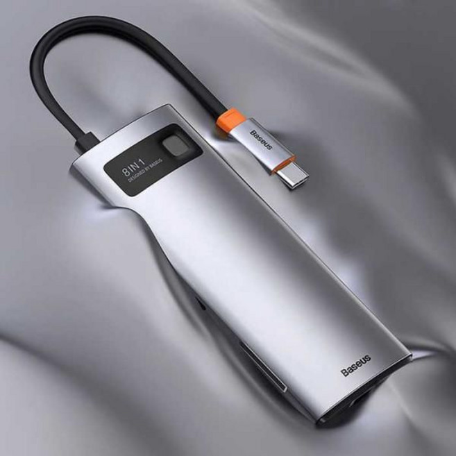 [교보문고] EXTREMO Baseus 메탈 글림 C타입 8in1 멀티허브 도킹스테이션, 1개