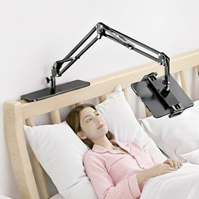 집똑똑이 침대 자바라 스마트폰 태블릿 거치대, 1개, 블랙