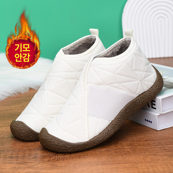 레오엘 겨울 여성 방한화 중년 엄마신발 털안감 미끄럼방지 부드러운 패딩슈즈