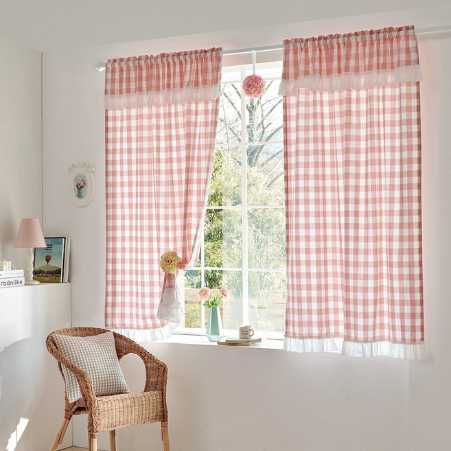 커튼이샵 선염 체크 커튼 2p 세트