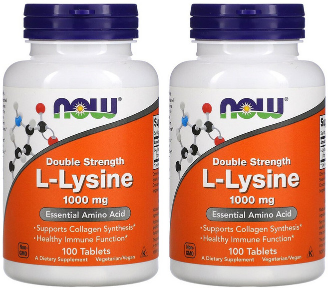 [2개] 나우푸드 리신 더블스트렝스 1000mg 100정 라이신 염산염 L Lysine 아미노산, 2개