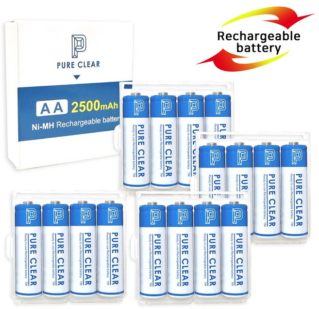 퓨어클리어 AA 2500mAh 16알 케이스포함 충전지 건전지 배터리