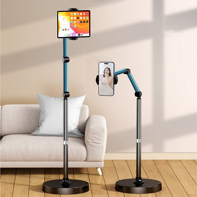 ALLILIO튼튼한 핸드폰 거치대 태블릿 스탠드형 휴대폰 겸용 고급형 높이 조절 가능 스탠드 핸드폰 거치대 침대 핸드폰 거치대, 1개, 블랙 티타늄