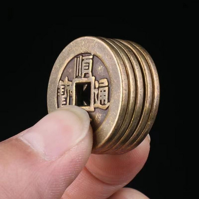 五帝錢 過門石 財位小物 仿古加厚門檻腳墊, 加厚六帝錢一套