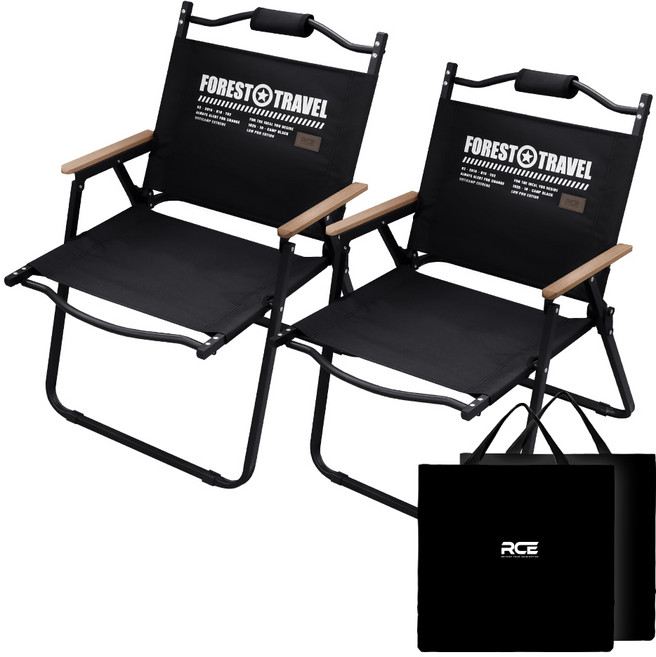 로티캠프 감성 휴대용 경량 로우체어 접이식 캠핑의자 L 블랙 2개