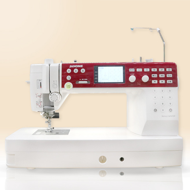 JANOME 家用縫紉機 多功能花樣 LED照明 自動穿線 速度可調, 白色.酒紅色, Memory Craft 6700P