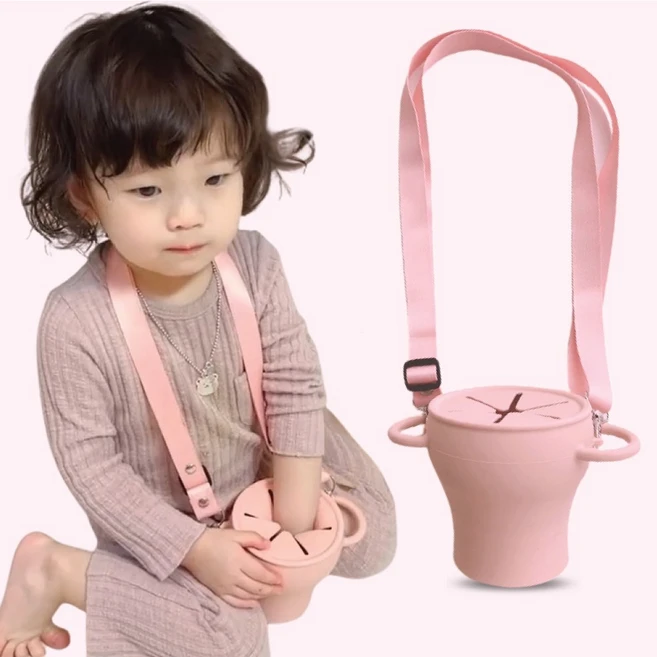 아기 유아 과자통 스낵컵 추 흘림방지 빨대컵 코마존, 블루, 1개 - 쿠팡