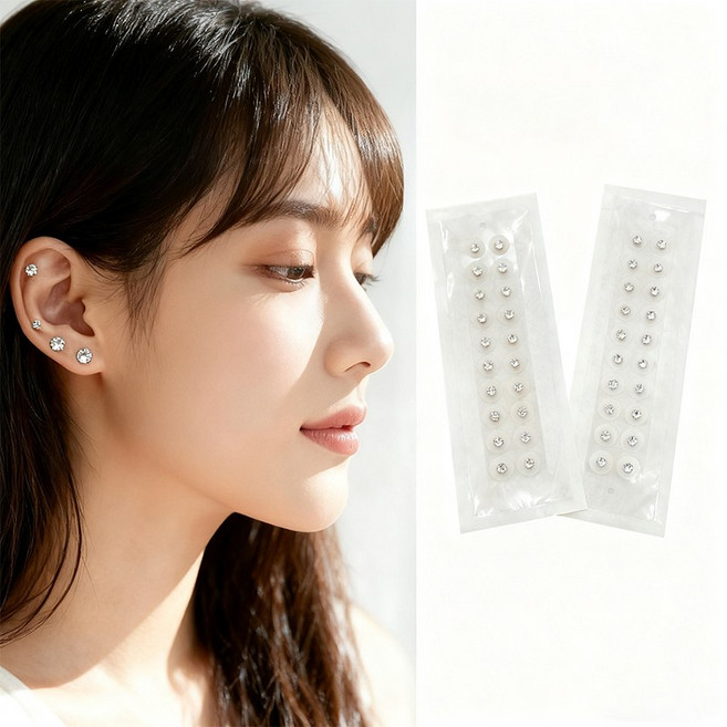 Equator 귀지압 패치 귀 혈자리 이혈 기석 지압 스티커 20p, 크리스탈, 1세트