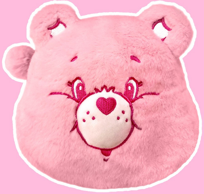 케어베어 페이스 파우치 (2종) 쉐어베어 치어베어 캐릭터파우치 메이크업파우치, 치어베어(연핑크)