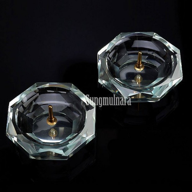 크리스탈 촛대 팔각(투명) 천주교 성물, 1개