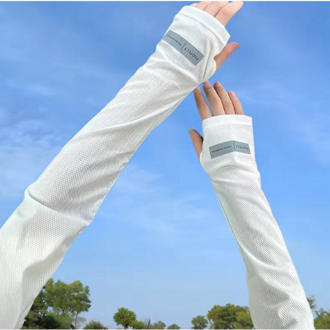 아이스 쿨토시 냉감토시 자외선차단 루즈핏 손등커버형 손등덮개, 2개, 화이트