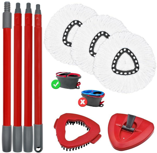 Hezane Mop Replacements Heads& Handle Scrub Brush and Mop Base Combo Set Compatible with Ocedar Sp