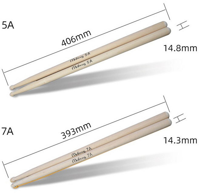 입문자 우드 드럼채 5A 7A 연습용 원목 드럼스틱 단풍나무 난타채 북채, 1개