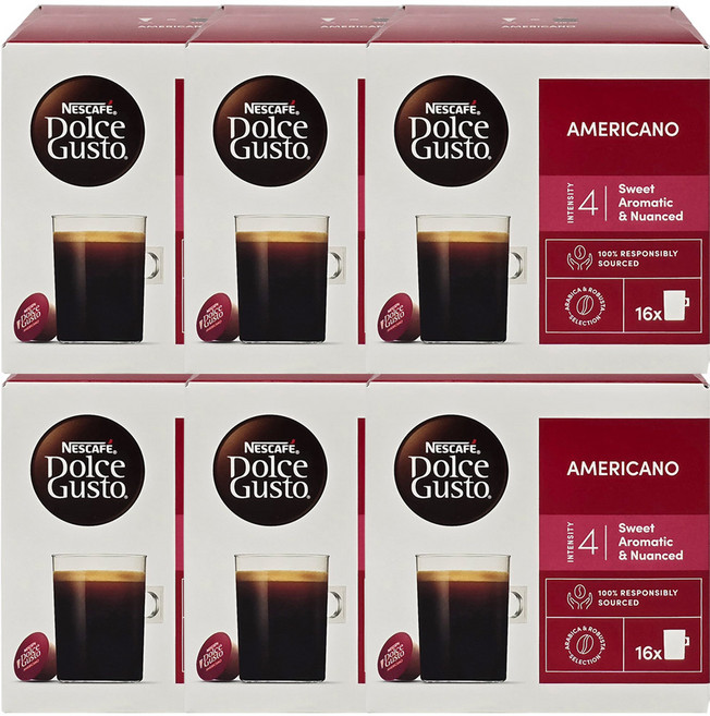 네스카페 돌체구스토 아메리카노 캡슐커피, 8.5g, 16개입, 6개