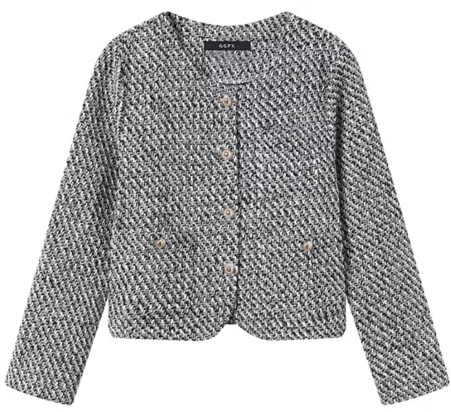 GGPX 트위드 하객자켓 GPCJK019D 여성 라운드넥 트위드자켓 데일리 캐주얼 하객 정장 자켓 봄 가을 겨울 하객룩 상의 여자 가디건 지지피엑스 트위드가디건 트위드 재킷