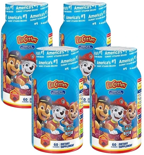 Lil Critters Paw Patrol Gummy Multivitamin Kids 릴크리터스 포 패트롤 멀티 비타민 구미 젤 리, 4개, 60정 - 쿠팡