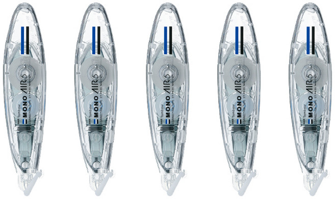 톰보 모노에어 펜타입 수정테이프 1갑, 5개, 스탠다드(투명)