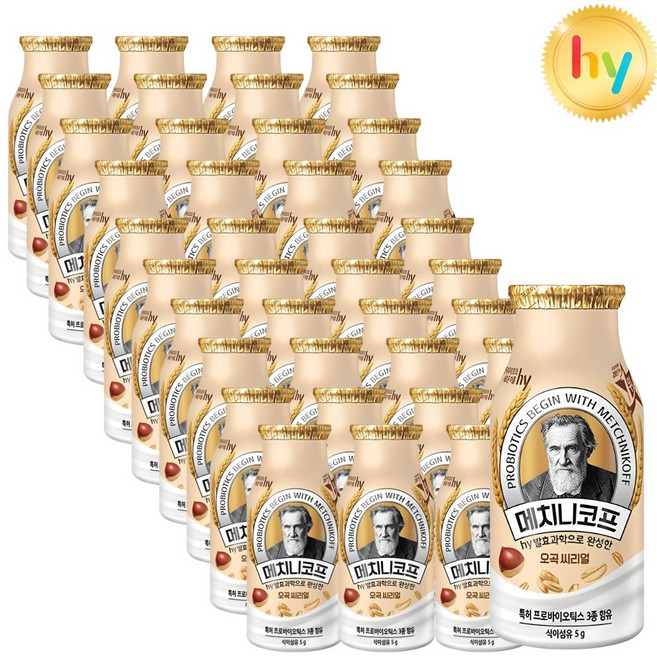 hy 한국야쿠르트 메치니코프 오곡 씨리얼 요구르트, 40개, 140ml