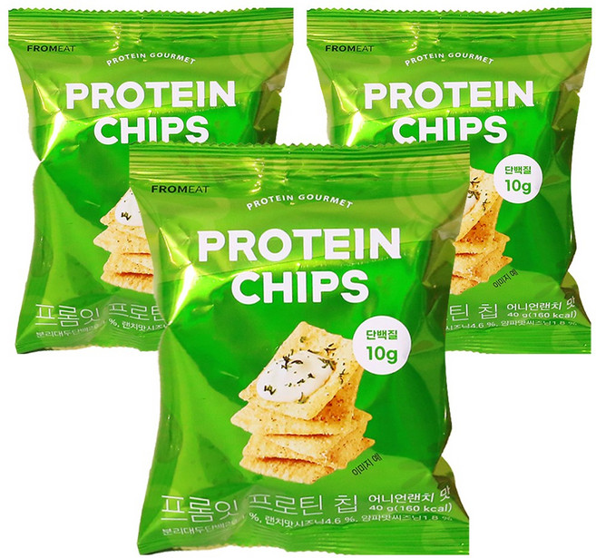 프롬잇 프로틴칩 어니언랜치, 3개, 40g