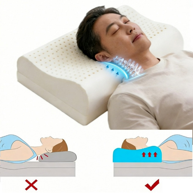 IMIS 높이 조절형 라텍스 경추 베개+ 내부 베개커버 + 외부 베개커버 (2가지 타입 가능), 1개, 화이트