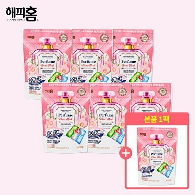 유한양행 해피홈 파워캡슐 올인원세제 소프트엑스 블랑머스크 30입x6팩+30입x1팩 추가제공 (총210개), 없음