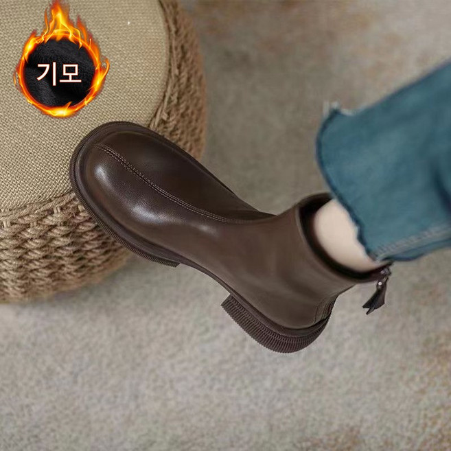 여성용 키높이 캐주얼 스퀘어 발편한 첼시 부츠 통굽 데일리 슬림핏 앵클부츠