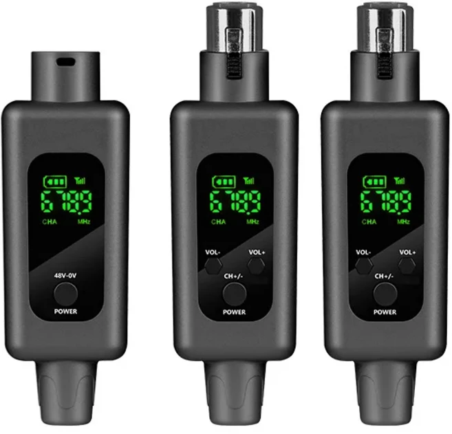 XLR 어댑터 시스템 다이나믹 마이크 용 무선 마이크 송신기 수신기 시스템 기타 오디오 믹서 PA 시스템, 01 빠른, 02 1 in 2 Black