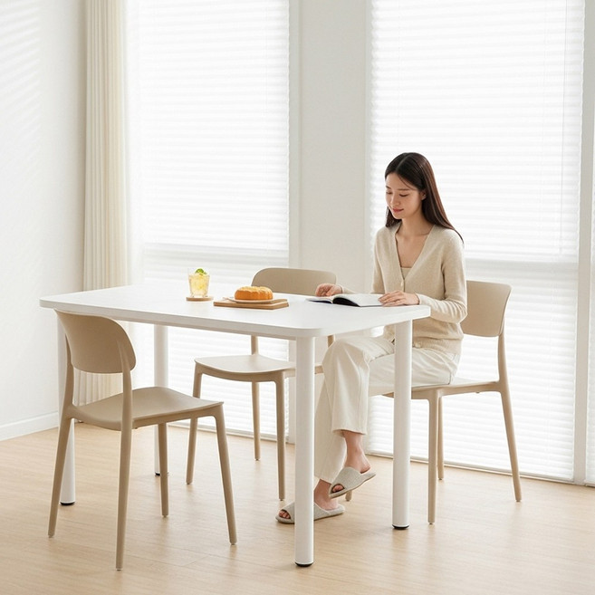 살림단짝 2인용 주방 식탁 1200x600 의자포함 식탁세트, 일반 의자 2, 샌드베이지 2개