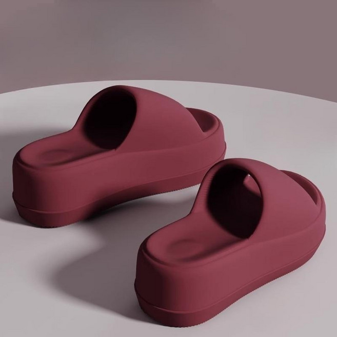 여성용 7cm 키높이 통굽 슬리퍼 – EVA 쿠션 쫀쫀한 여름 데일리 슬리퍼 (실내외 겸용)