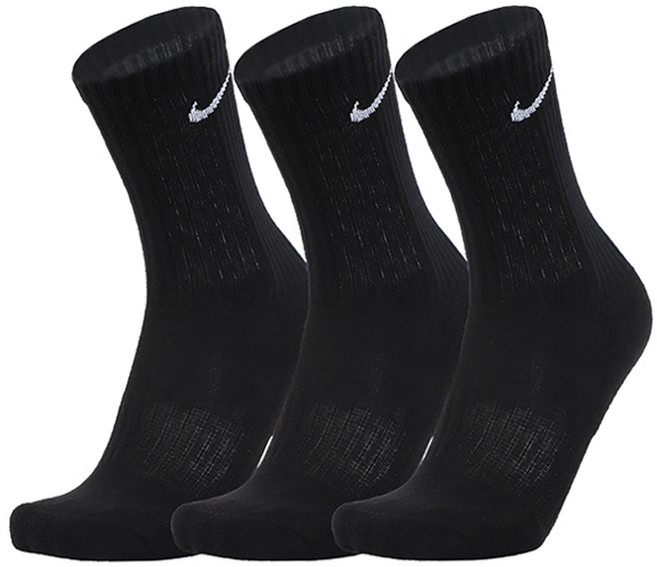 나이키 EVERYDAY CS CW 3P 쿠션양말, 블랙, 1개