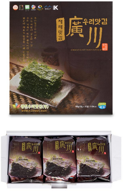 광천우리맛김 재래식탁김 (12g*15봉), 1박스, 180g