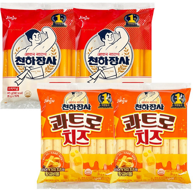 진주햄 천하장사 오리지날2 + 콰트로치즈2, 448g, 4개