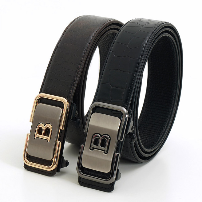 남자 소가죽 남성 자동 정장 악어가죽패턴 벨트 GBA01