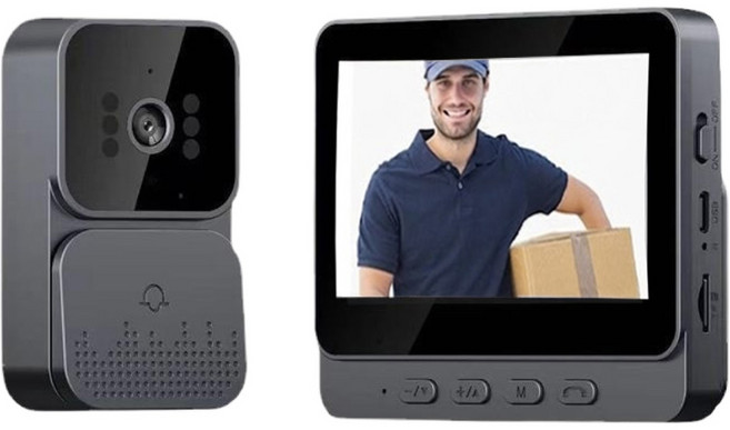 야시 무선 인터폰 4.3인치 스마트 비디오폰 간편 설치 가정용 안전 영상 통화 시스템, 블랙